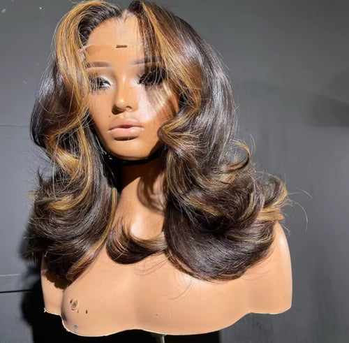 16 Inch HD Full Frontal 100% Human Hair Lace Front| Highlights