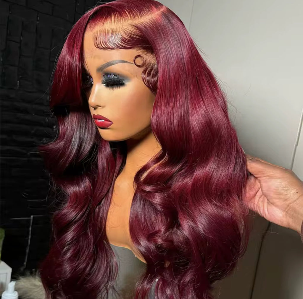 HD Lace 99j body wave Human Hair Lace Front| Burgundy