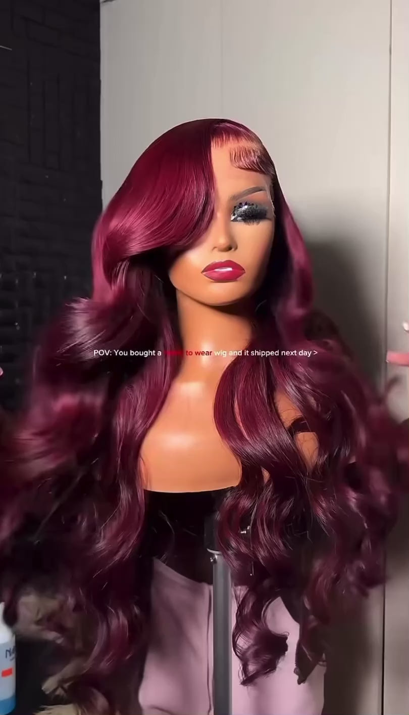 HD Lace 99j body wave Human Hair Lace Front| Burgundy